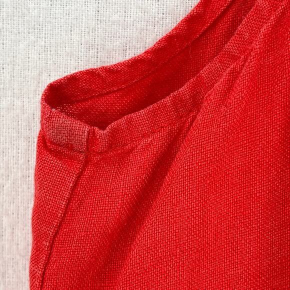 FLAX Linen Dress Womens Medium Orange Sleeveless Shift Scoop Neck Lagenlook - Picture 12 of 16